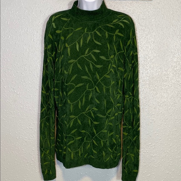 Green Turtleneck Sweater with Organic Pattern - Picture 1 of 8